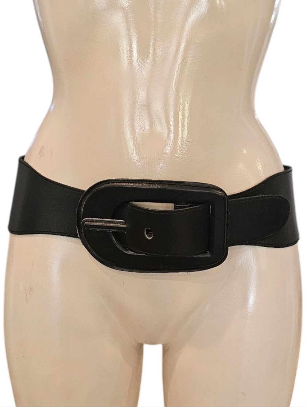 Vtg 90s Y2k LIMITED EXPRESS Black Leather 3" Wide Waist Corset Belt L